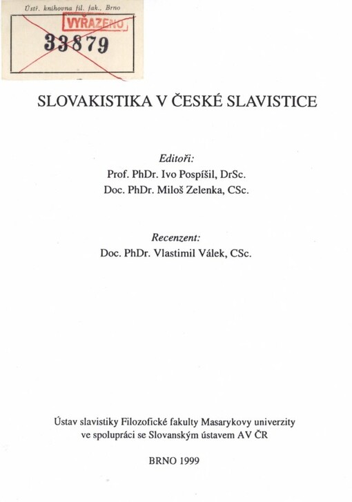 Slovakistika v české slavistice