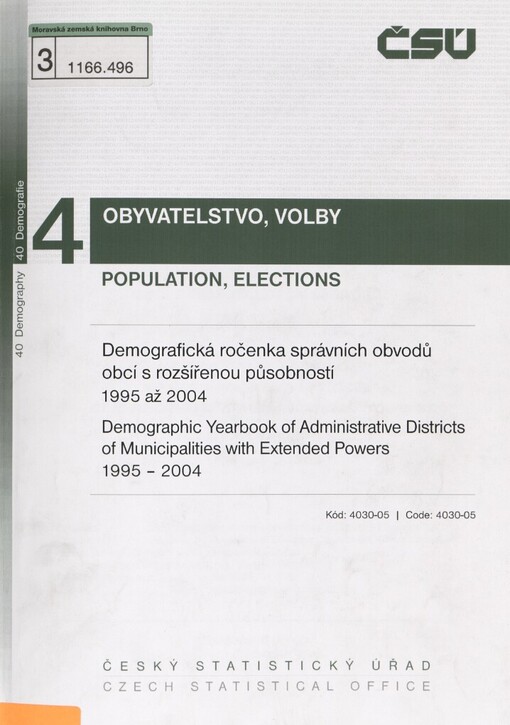 Demografická ročenka správních obvodů obcí s rozšířenou působností 1995 až 2004