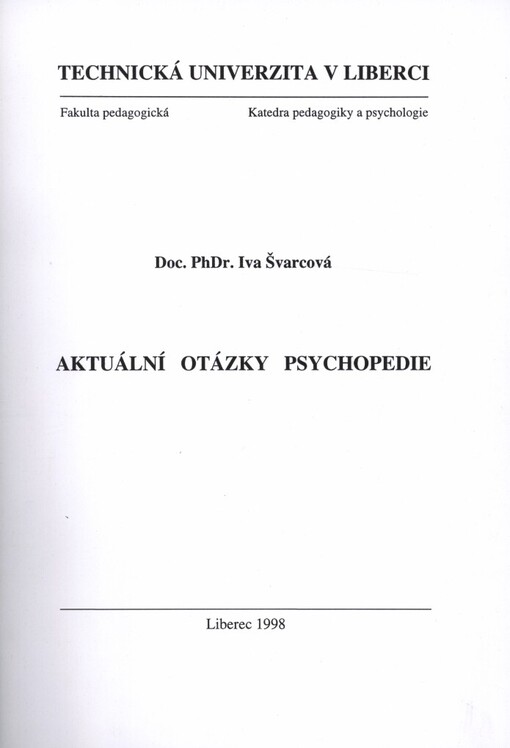Aktuální otázky psychopedie