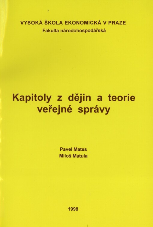 Kapitoly z dějin a teorie veřejné správy