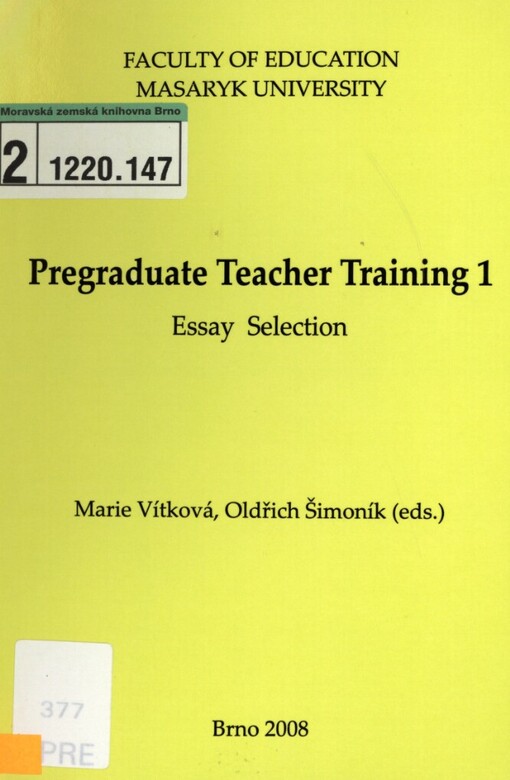 Pregraduate teacher training 1: [essay selection]