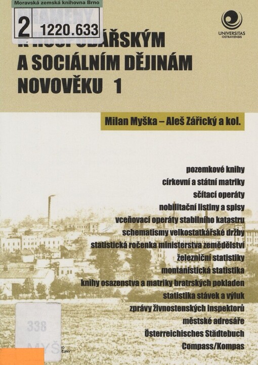 Prameny k hospodářským a sociálním dějinám novověku 1