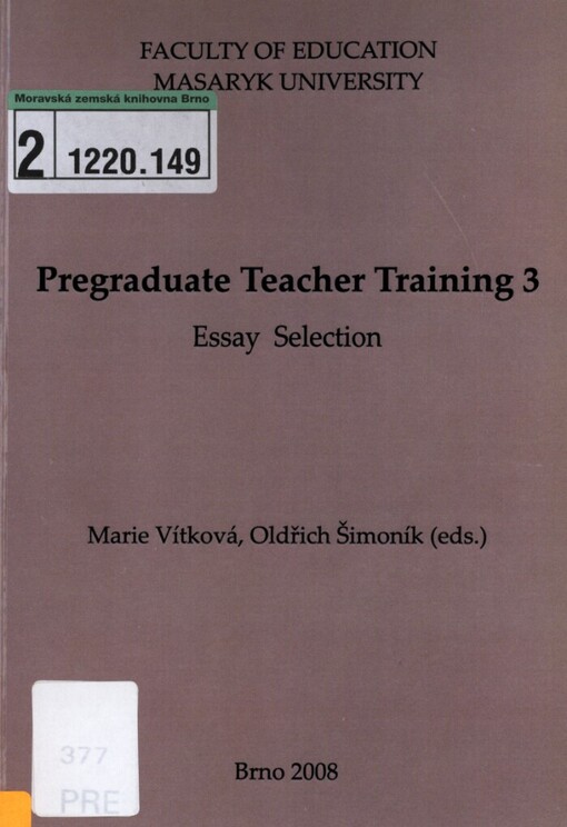 Pregraduate teacher training 3: [essay selection]
