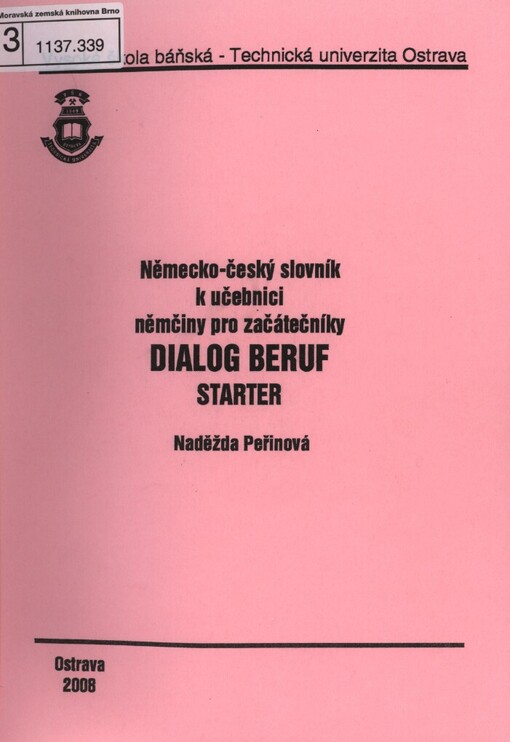 Německo-český slovník k učebnici němčiny pro začátečníky Dialog Beruf Starter