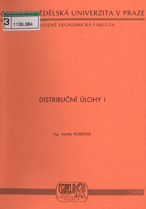Distribuční úlohy I