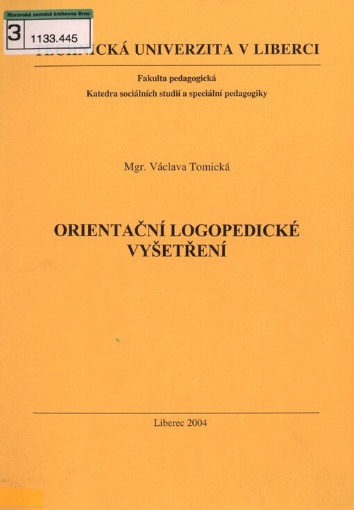 Orientační logopedické vyšetření