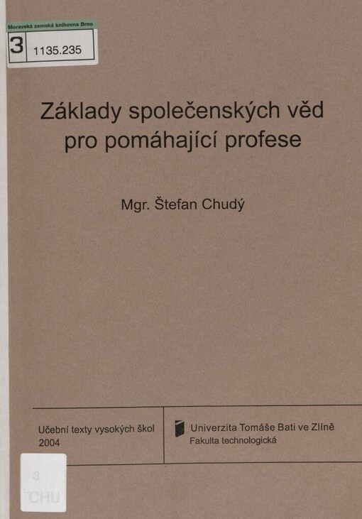 Základy společenských věd pro pomáhající profese: vybrané kapitoly