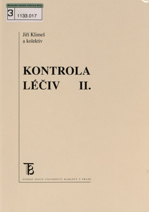 Kontrola léčiv II, 1. vyd.