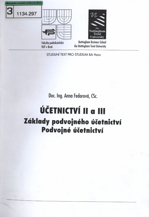 Účetnictví II a III: základy podvojného účetnictví : podvojné účetnictví