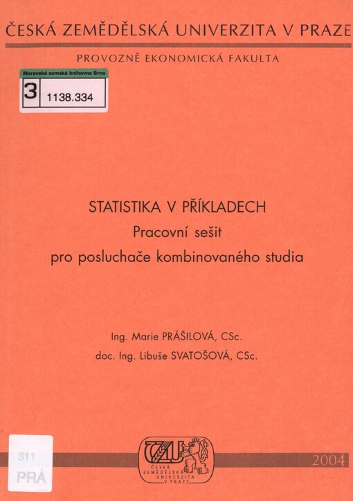 Statistika v příkladech: pracovní sešit pro posluchače kombinovaného studia