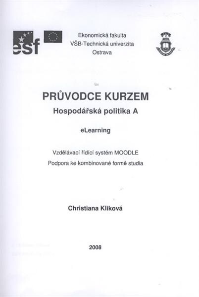 Průvodce kurzem Hospodářská politika A
