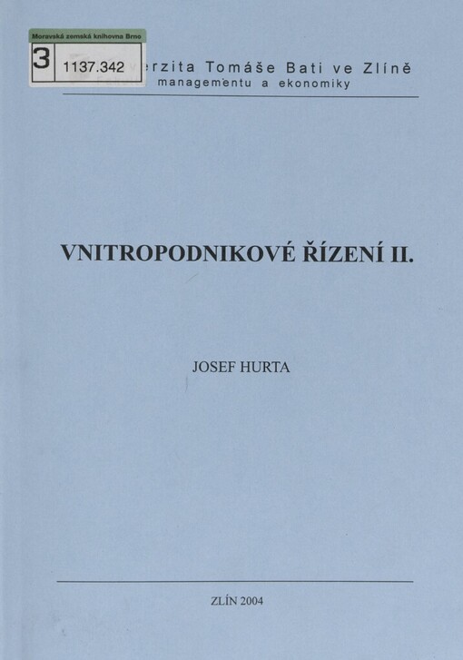 Vnitropodnikové řízení II