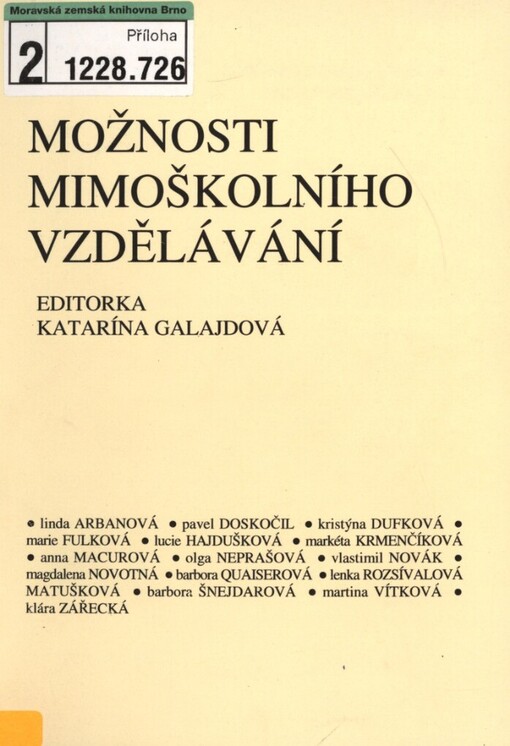 Možnosti mimoškolního vzdělávání: sborník příspěvků