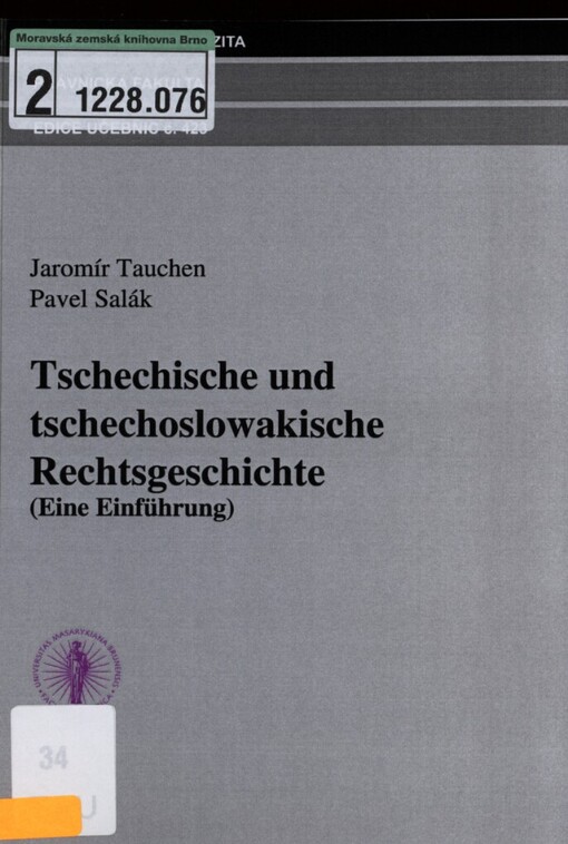 Tschechische und tschechoslowakische Rechtsgeschichte: (eine Einführung)