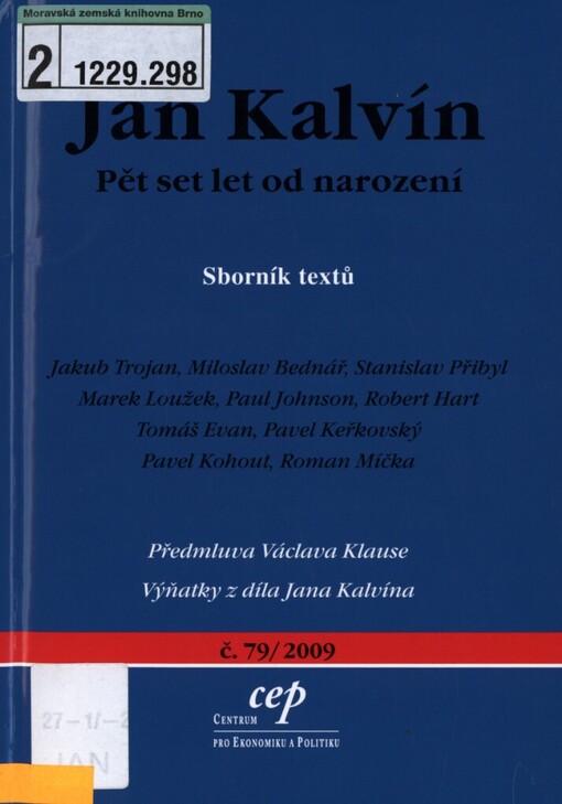 Jan Kalvín: pět set let od narození : sborník textů