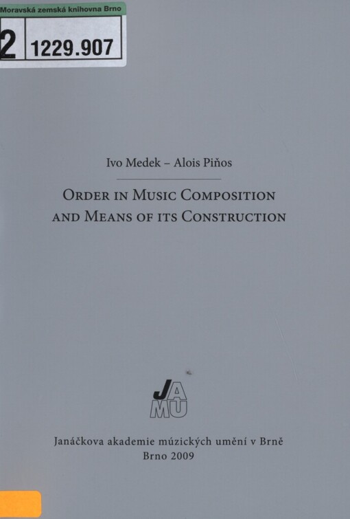 Order in music composition and means of its construction