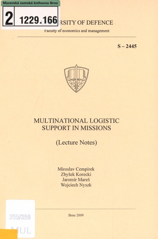 Multinational logistic support in missions: (lecture notes)