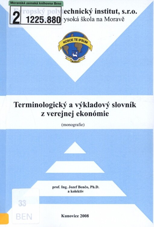 Terminologický a výkladový slovník z verejnej ekonómie: (monografie)