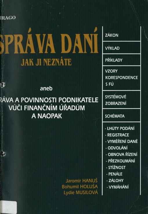 Správa daní jak ji neznáte, aneb, Práva a povinnosti podnikatele vůči finančnímu úřadu a naopak