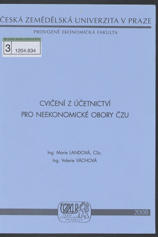 Cvičení z účetnictví pro neekonomické obory ČZU