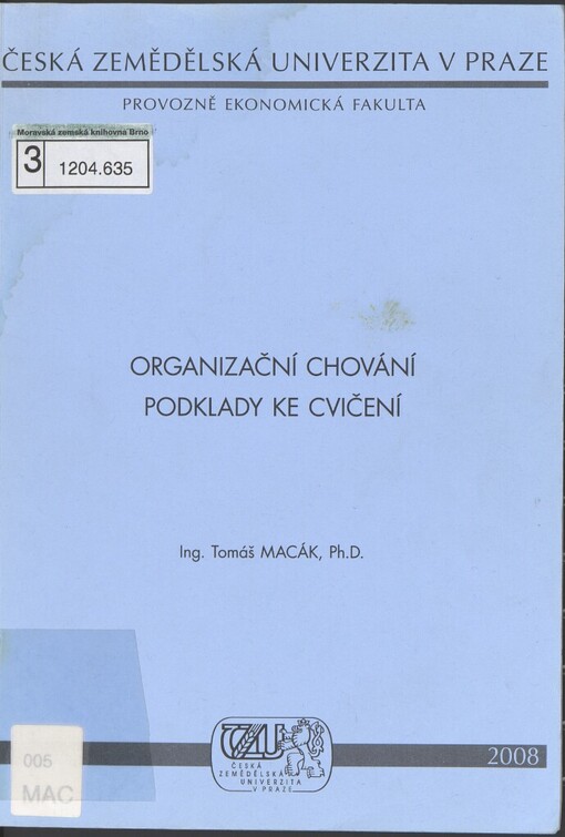 Organizační chování: podklady ke cvičení