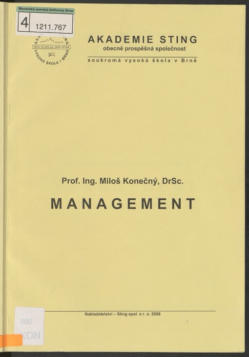 Management: studijní text pro distanční vzdělávání