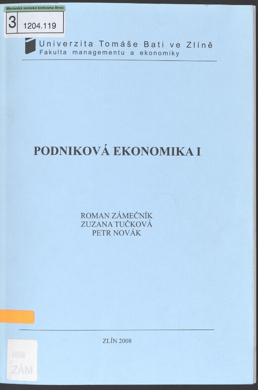 Podniková ekonomika I