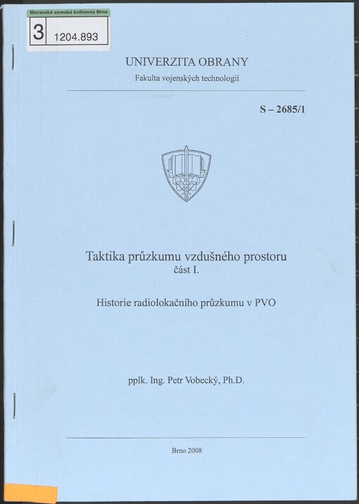 Taktika průzkumu vzdušného prostoru: studijní text