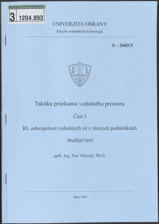 Taktika průzkumu vzdušného prostoru: studijní text