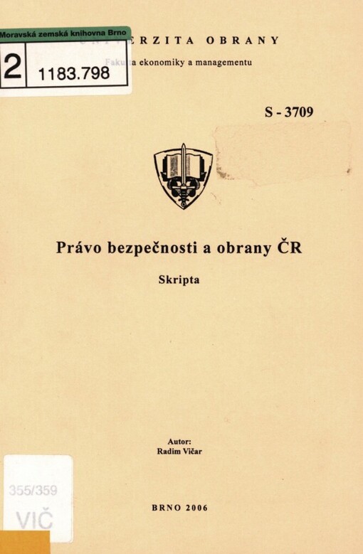 Právo bezpečnosti a obrany ČR: skripta