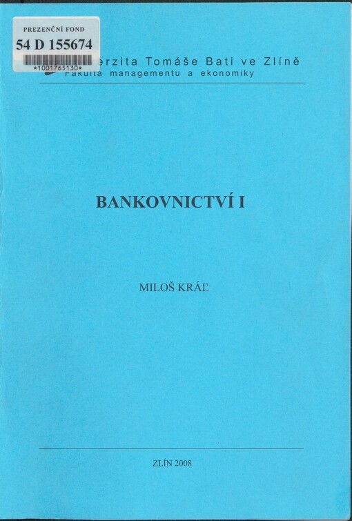 Bankovnictví I