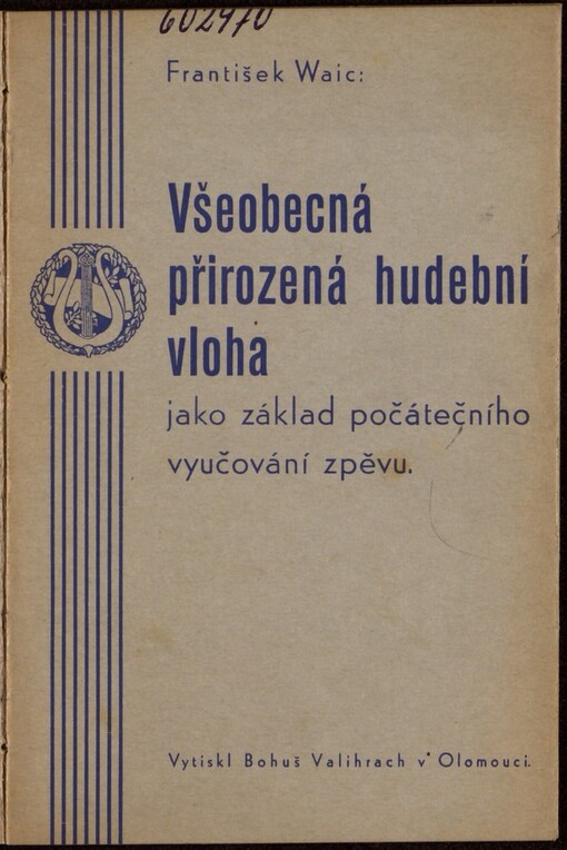 Všeobecná přirozená hudební vloha jako základ počátečního vyučování zpěvu