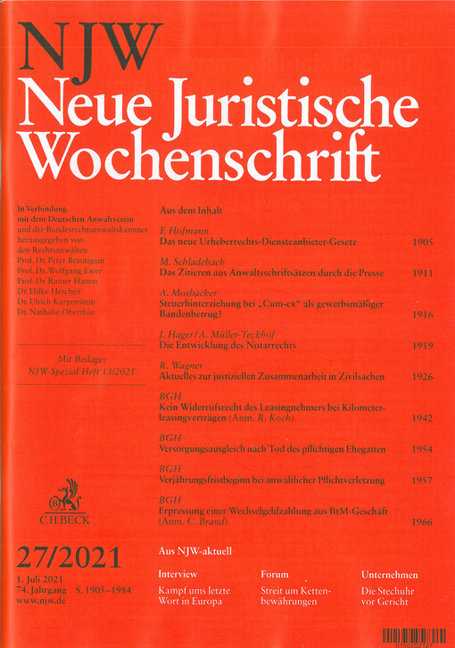 Neue juristische Wochenschrift