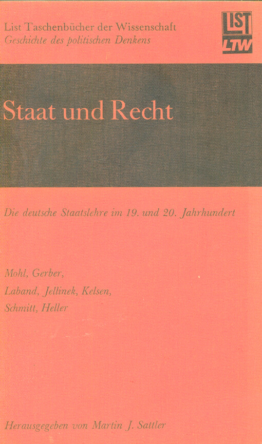 Staat und Recht : die deutsche Staatslehre im 19. und 20. Jahrhundert