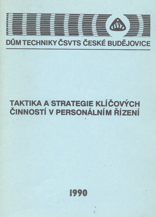 Taktika a strategie klíčových činností v personálním řízení