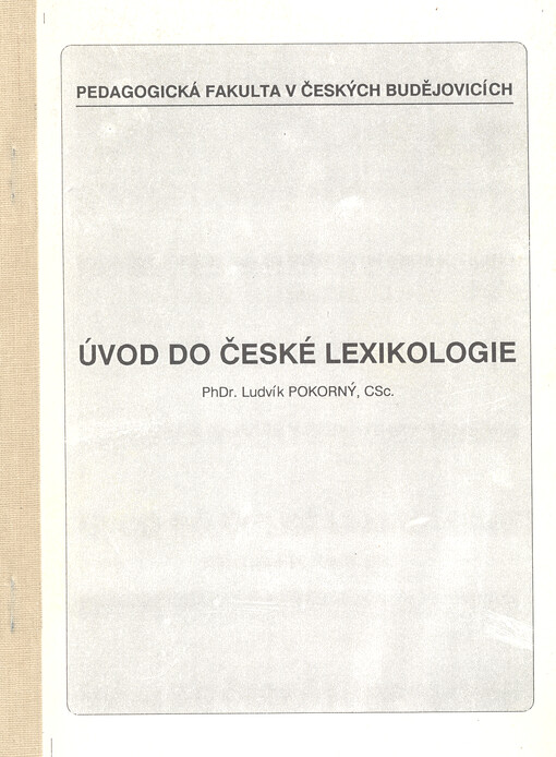 Úvod do české lexikologie