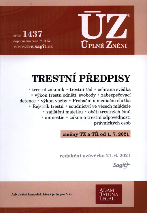 Trestní předpisy : redakční uzávěrka ...