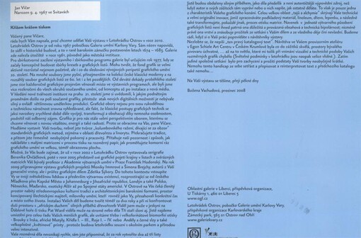 Jan Vičar : křížem krážem tiskem = [Crisscross print : Oblastní galerie v Liberci, 19.2.-26.4.2009 : Letohrádek Ostrov, pobočka Galerie umění Karlovy Vary, květen-červen 2010