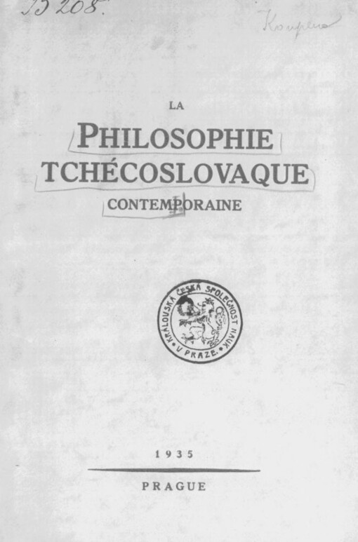 La philosophie tchécoslovaque contemporaine