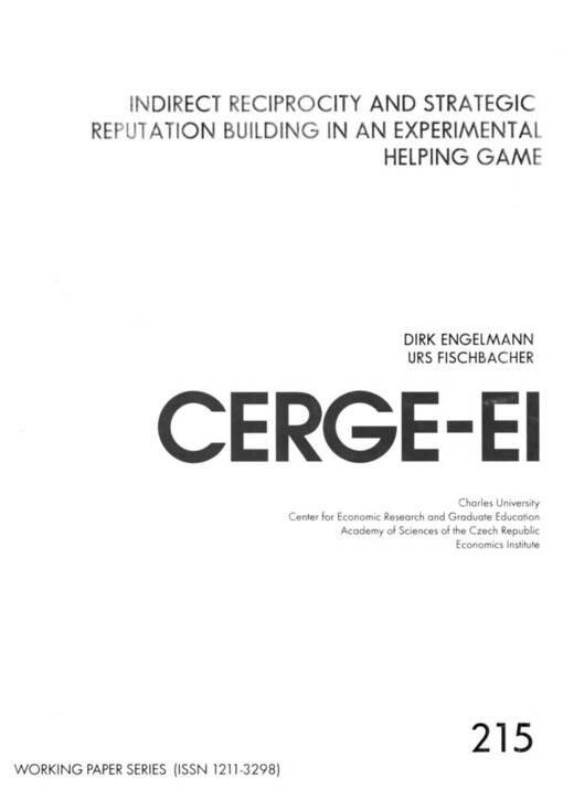 Indirect reciprocity and strategic reputation in an experimental helping game