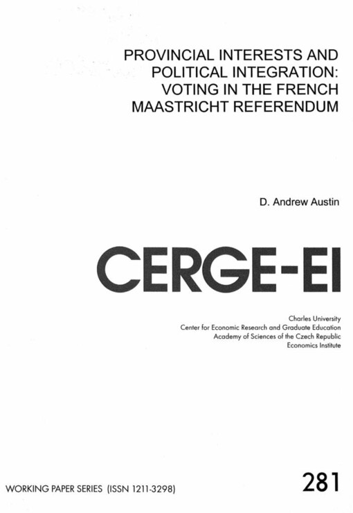Provincial interests and political integration: voting in the French Maastricht referendum