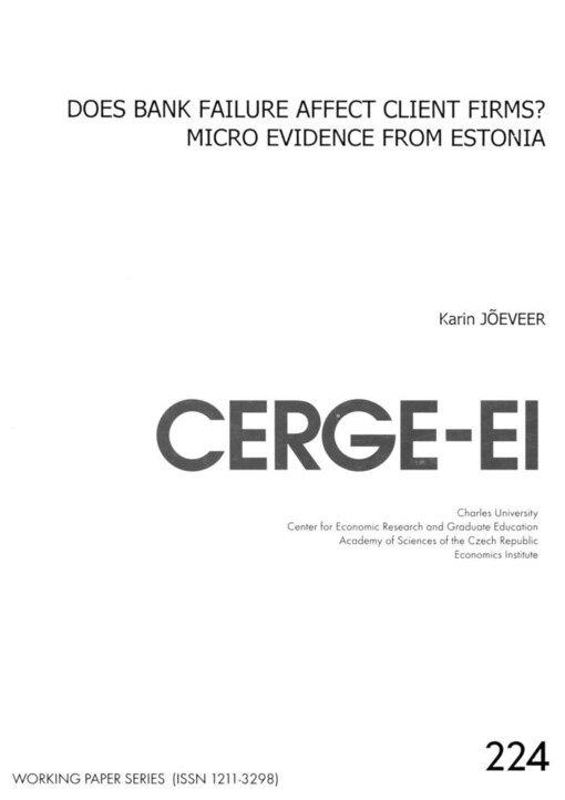 Does bank failure affect client firms? Micro evidence from Estonia