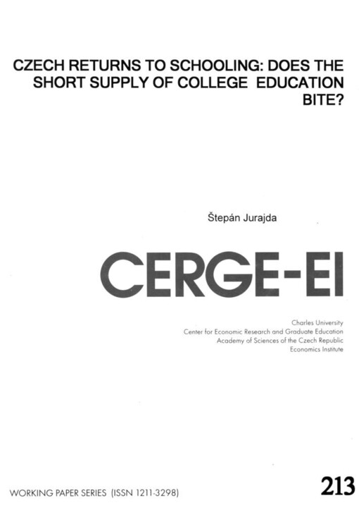 Czech returns to schooling: does the short supply of college education bite?