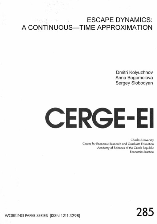 Escape dynamics: a continuos-time approximation