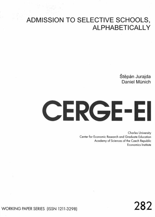 Admission to selective schools, alphabetically