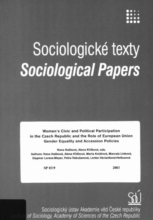 Women´s civic and political participation in the Czech Republic and the role of European Union gender equality and accession policies