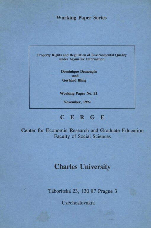 Property rights and regulation of environmental quality under asymetric information