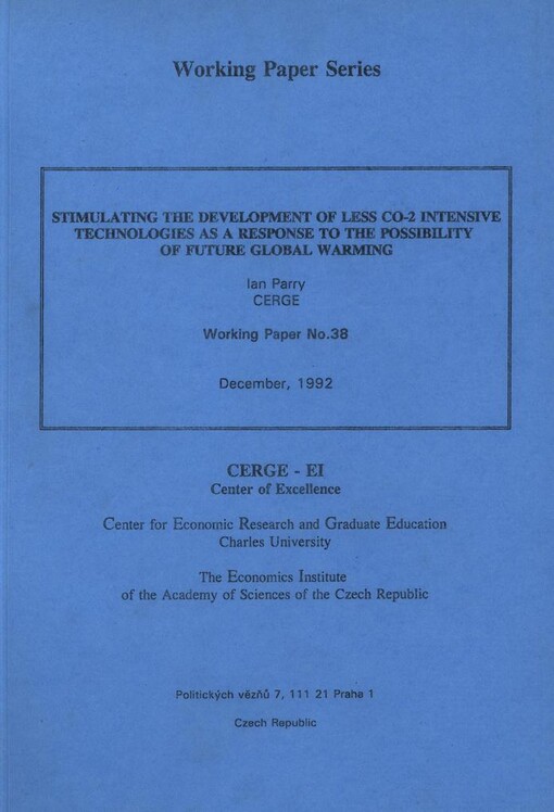 Stimulating the development of less Co-2 intensive technologies as a response to the possibility of future global warming