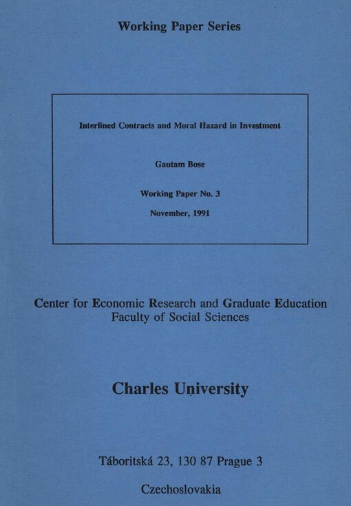 Interlined contracts and moral hazard in investment