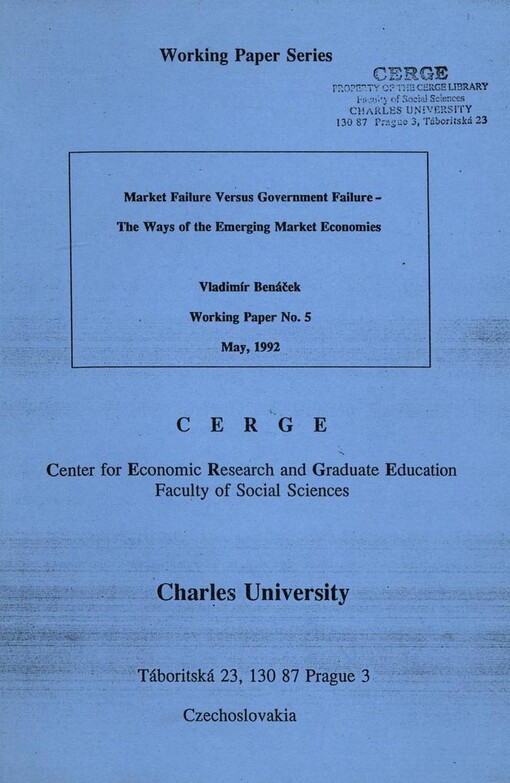 Market failure versus government failure - the ways of the emerging market economies